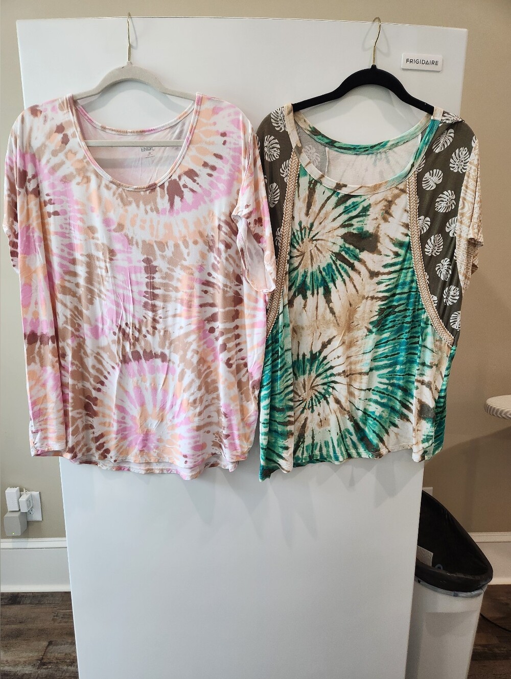 Lands' End Tie-Dye Long Sleeve Scoop Neck Top - Pink & Beige